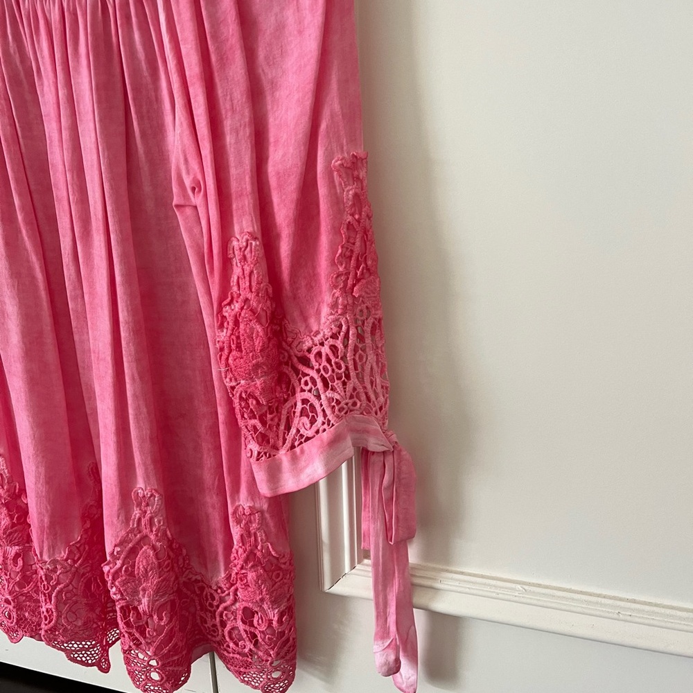Pink Lace Trim Off-Shoulder Top - Picture 6 of 6